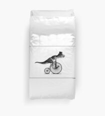 T-Rex on a Penny Farthing - Plain Back Duvet Cover