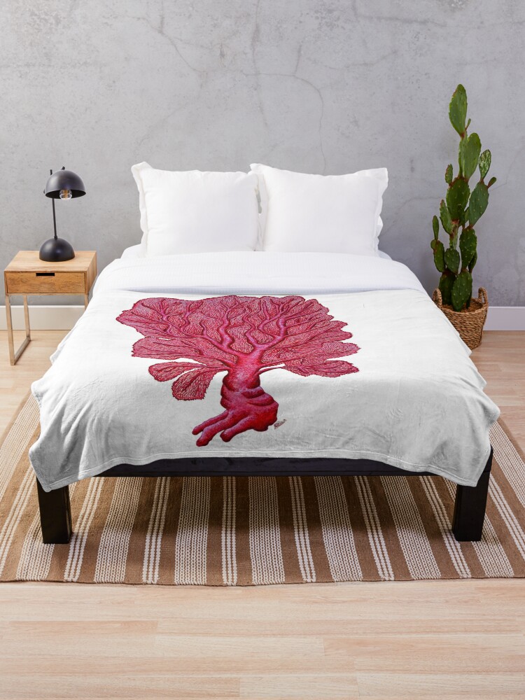 Venus Red Sea Fan Coral Throw Blanket By Chloeyzoard Redbubble