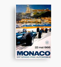 MONACO GRAND PRIX; Vintage 1966 Auto Racing Print Canvas Print