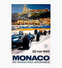 Lámina fotográfica MONACO GRAND PRIX; Vintage 1966 Auto Racing Print