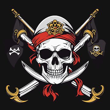 Caribbean Pirate Skull and Crossbones Cool Pirate Logo Sticker