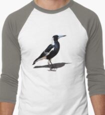 A Black and White Bird with Hooked Beak Men's Baseball ¾ T-Shirt