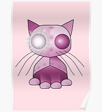 Robotkitty Robot Cat Pink Poster