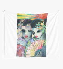 Geisha Girls Holding a Fan Wall Tapestry