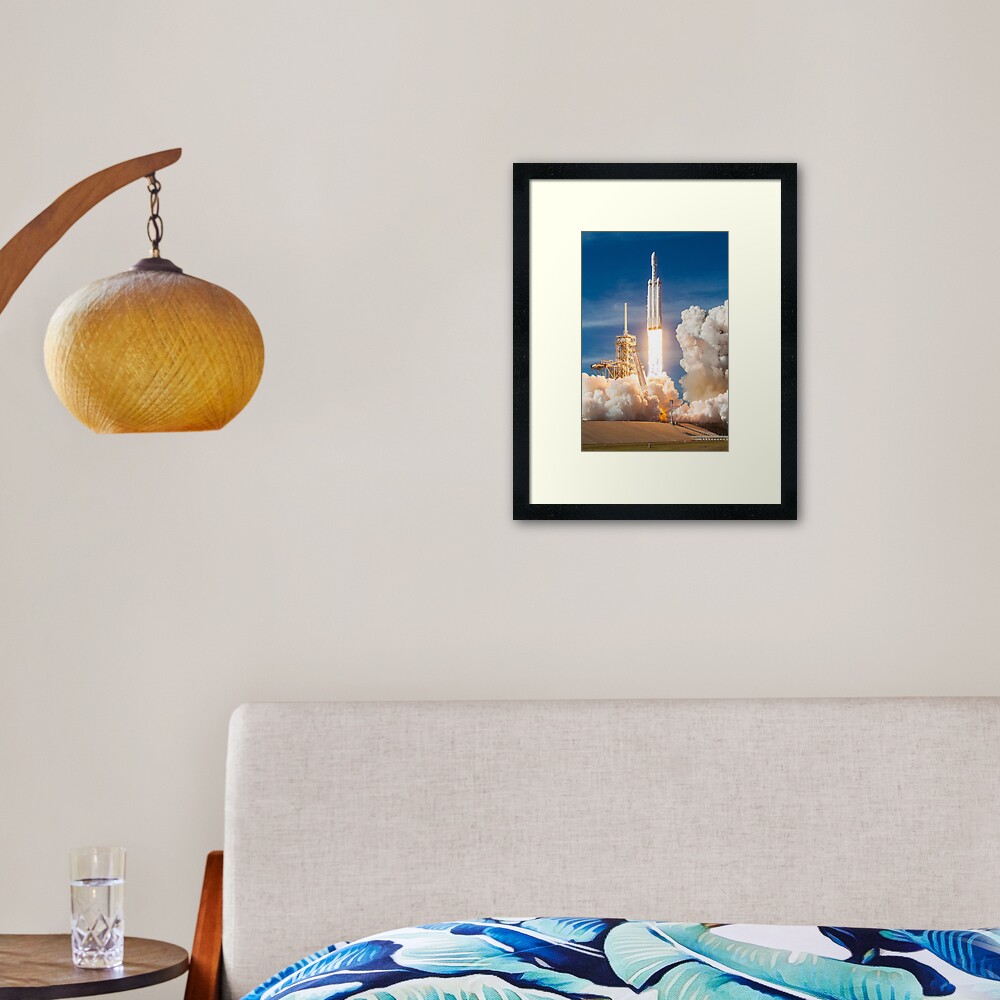 SPACEX FALCON HEAVY LAUNCH Framed Art Print