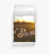 White Flowers and sunset Duvet Cover