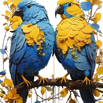 Artwork thumbnail, Yellow blue cute birds by Arextr