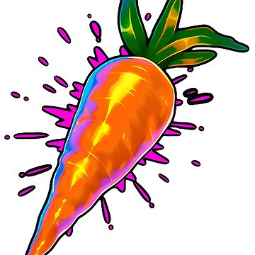 Artwork thumbnail, Vivid and Vibrant Carrot with pink explosion and black outline laptop sticker design by Zeesdesign on Redbubble by ZEESDESIGN