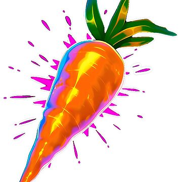 Artwork thumbnail, Vivid and Vibrant Carrot with pink explosion and white outline laptop sticker design by Zeesdesign on Redbubble by ZEESDESIGN