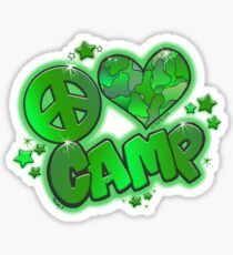 Peace Love Camp Green Camo Sticker