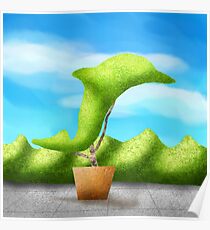 Topiary Dolphin Poster