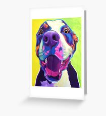 Happy Pit Bull - Smiling Colorful Pitbull Dog Greeting Card