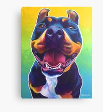 Happy Pit Bull - Slobbery Smiling Colorful Pitbull Dog Canvas Print