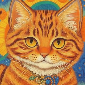 PSYCHEDELIC COLORFUL LOUIS WAIN PAINTING WILD CAT DESIGN ART REAL CANVAS  PRINT