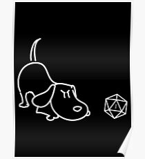 Cute Dog with D20 Dice Funny Dog Lovers Gift Tabletop RPG Gaming Poster