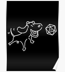 DnD Dog with D20 Dice Cute Funny Gift for Dog Lovers Tabletop RPG Gaming Poster