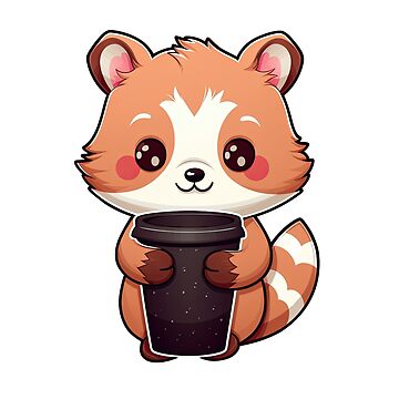 Cute Red Panda Drinking Cup of Black Coffee Sticker for Sale by eyestetix