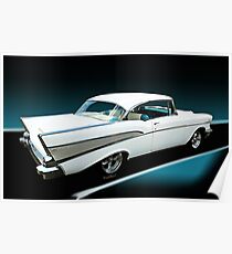 57 Chevy Bel-Air Hardtop in Silver and White Poster