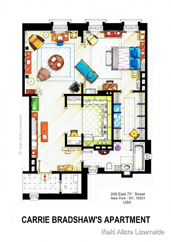 Carrie Bradshaw's Apartment Floorplan v.2' by Iñaki Aliste Lizarr...