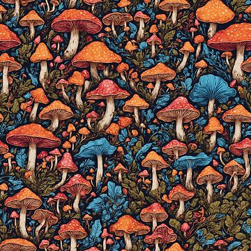 Artwork thumbnail, Colorful mushrooms pattern by DJALCHEMY