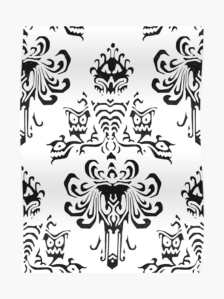 Haunted Mansion Wallpaper Black And White Poster