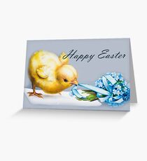 Happy Easter Baby Chick Greeting Vintage Art Greeting Card