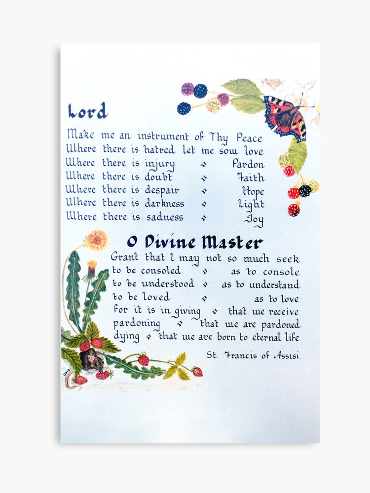 Prayer of St. Francis Canvas Print photo regarding St Francis Prayer Printable named Prayer of St. Francis Canvas Print