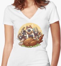Meowscular Chef Bae Women's Fitted V-Neck T-Shirt