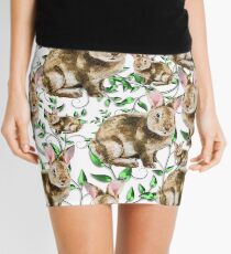 BUNNY RABBITS AND FLOWERS PATTERN Mini Skirt