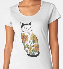 Cat in Tiger Flower Tattoo Women's Premium T-Shirt