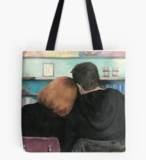Mulder and Scully in the RM9sbG93ZXjz Diner X Files Original Painting Tote Bag