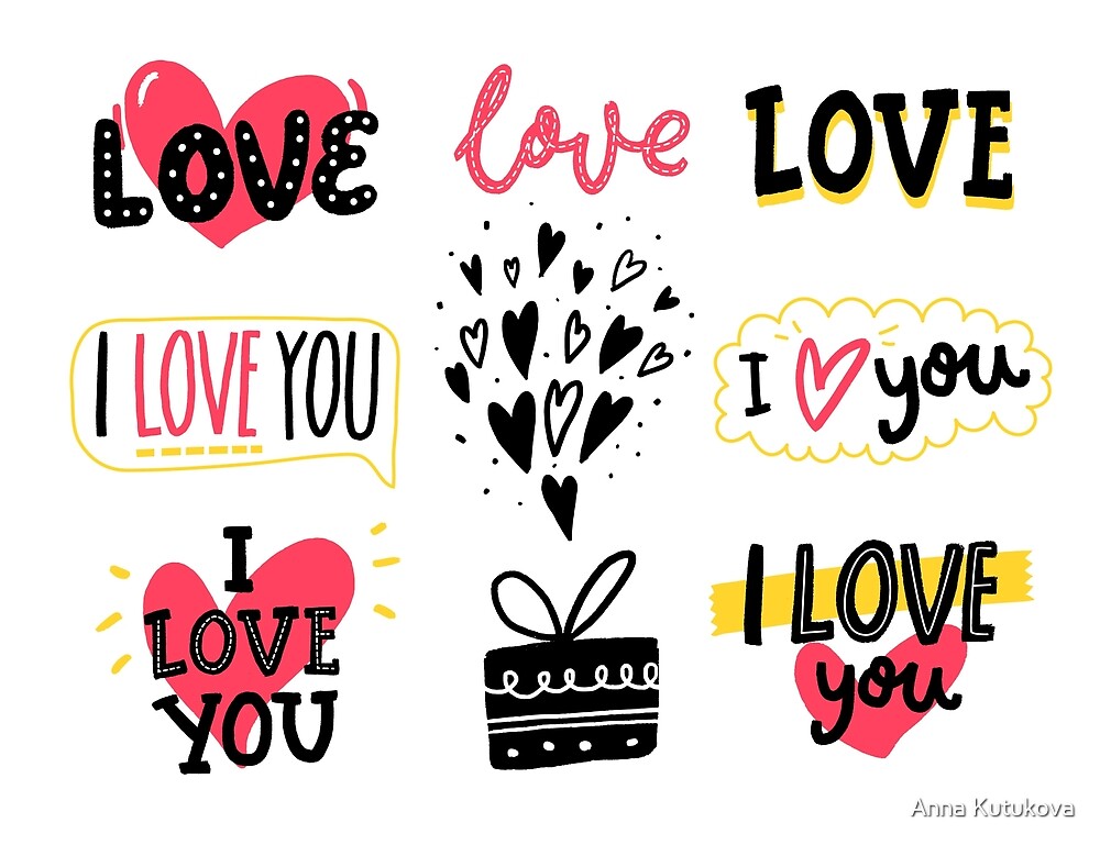 «Conjunto de pegatinas de amor» de Anna Kutukova Redbubble