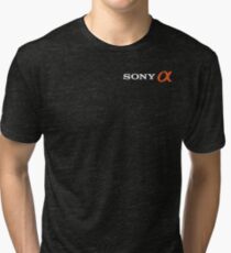 Sony Alpha (With Text, White) Tri-blend T-Shirt