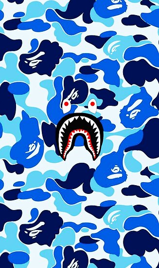 Blue Bape Shark Posters By Jakedominy Redbubble