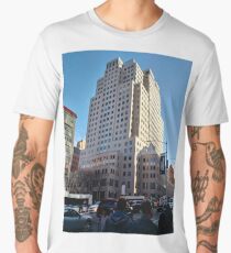 Metropolitan area, New York, Manhattan, Brooklyn, New York City, architecture, street, building, tree, car, pedestrians, day, night, nightlight, house, condominium,  Men's Premium T-Shirt