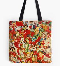 Vintage Valentines - Retro, Mermaid, Caveman, Dino, Dinosaur, Castle, Royal, King, Queen, Faun, Puppy, Dog, Dachshund, Sausage, Camel, Cowboy, Tiger, Robin Hood, Girl, Boy, Couple, Seahorse Tote Bag