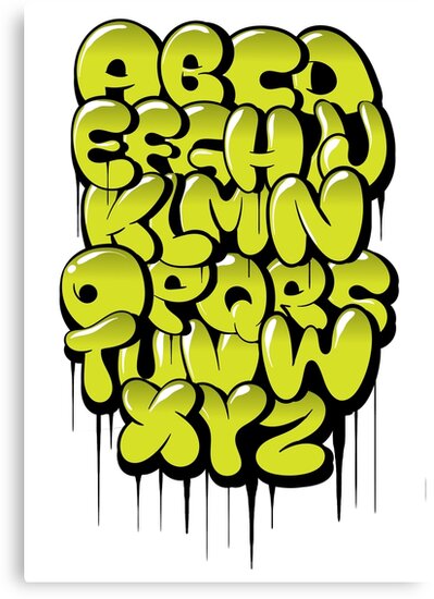 Lienzos «Mano dibujada burbujas de alfabeto de graffiti de estilo de