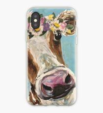 Cow Art, Cute Cow Farmhouse art iPhone Case