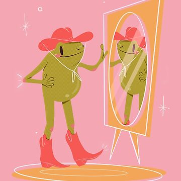 Howdy Partner Frog Art Print Frog Aesthetic Art Print Lilac Green Wall Art  Western Illustration Print Cowgirl Decor Frog Decor 