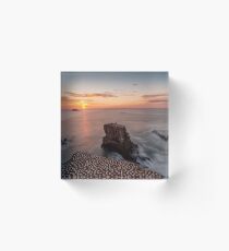 Sunset at Gannet Colony in Muriwai, New Zealand Acrylic Block