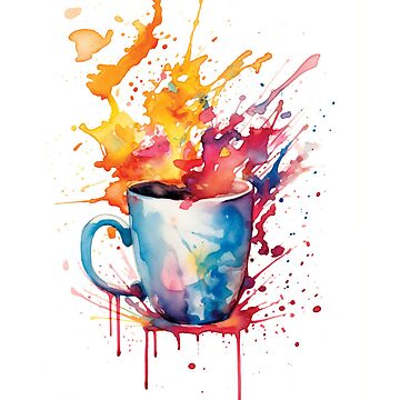 Artwork thumbnail, Coffee Cup Watercolor Painting by ColorsByNatasha