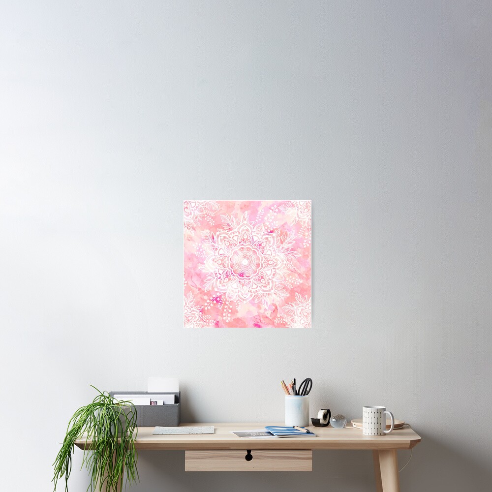 Queen Starring of Mandalas Pink Poster