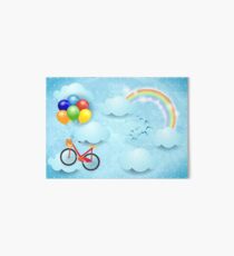 Surreal sky with bike and balloons Art Board
