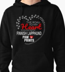 The Road To My Heart Is Paved With Finnish Lapphund Paw Prints - Gift For Passionate Finnish Lapphund Dog Owners Pullover Hoodie