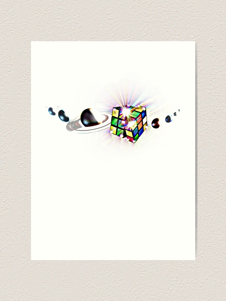Rubik Cube Solar System Planets Awesome Design T Shirt Art Print