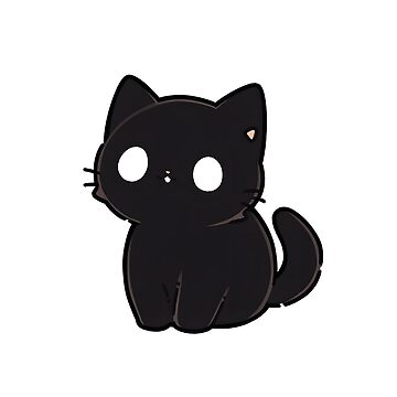 Black Kawaii Cute Anime Cat Sticker for Sale by Darcekar