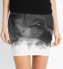 Black and white German Shepherd portrait Mini Skirt