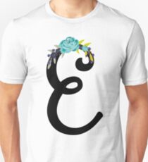 Letter E with vintage floral design and attractive colors Unisex T-Shirt