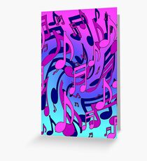 Music Notes Blue Purple Aqua Pink Pattern2 Greeting Card