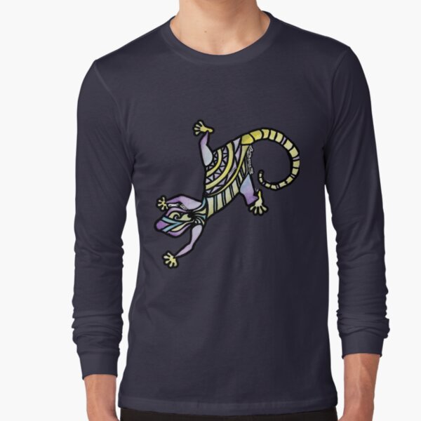 Watercolor Painted Mosaic Gecko Long Sleeve T-Shirt